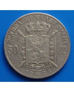 Belgium  50 Centimes1886km# 26  