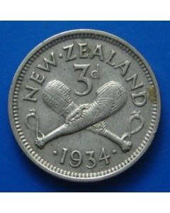 New Zealand  3 Pence km# 1 