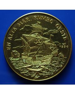 Carib.C.	Gold-Plated  Peso	1990	 In High Sea Going East  / of-strike Special al. Brass