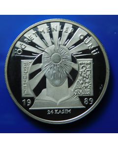 Turkey 	 20000 Lira	1989	 - Teachers Day - Silver / Proof