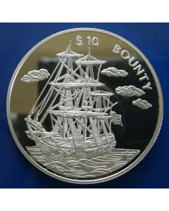 Liberia  10 Dollars 1999  - Sailing ship "Bounty" - Proof / Silver
