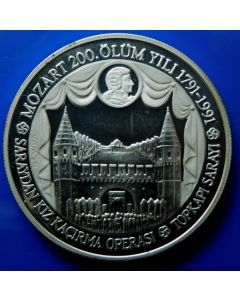 Turkey 	 50000 Lira	1991	 - Mozart Opera - Silver / Proof