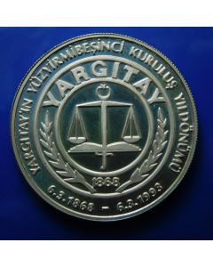 Turkey 	 50000 Lira	1993	 - 125 Years, Turkish Supreme Court - Silver / Proof 