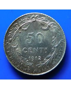 Belgium 	 50 Centimes	1912	 Albert I (Dutch text) Silver