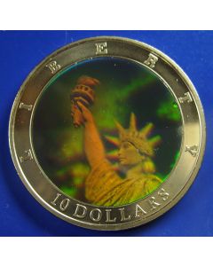 Liberia  10 Dollars 2000  Liberty (value on front and back) holographic