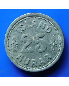 Iceland 25 Aurar1942km#2.a  Schön# 12 