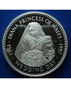 Liberia  20 Dollars 1997  Diana in wedding dress – silver / Proof