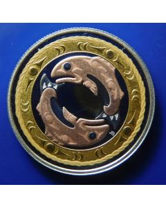 Canada 	3 Dollars 2010  - Return of the Tyee (giant salmon) / Silver Partially Gilt