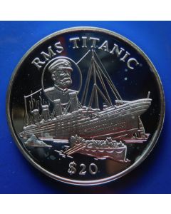 Liberia  20 Dollars 1998  - RMS Titanic - Silver / Proof