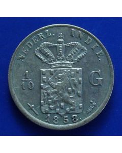 N. East Indies  1/10 Gulden1858km#304 Scholten # 761