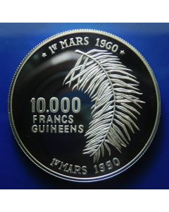 Guinea 	 10000 Francs	1990	30th Anniversary of the Guinean Franc – Silver