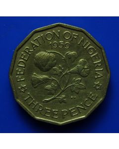 Nigeria  3 Pence1959km# 3 