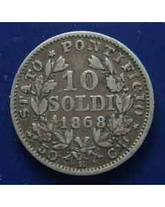 Vatican 10 Soldi1868  km# 1386.2 PIVS.IX.