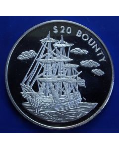 Liberia  20 Dollars 2000  Bounty – Silver / Proof