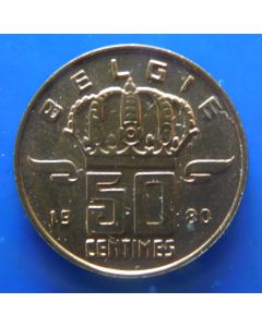 Belgium 	 50 Centimes	1980	  Belgie  (Dutch Text)