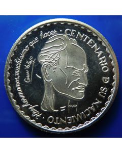 Peru  	1992	 100th Birthday Anniversary of Cesar A. Vallejo – Silver / Proof       