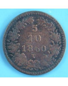 Austria   5/10 Kreuzer  1860V km# 2182