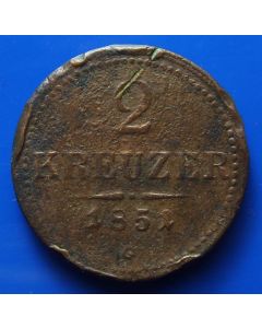 Austria  2 Kreuzer 1851G km# 2189