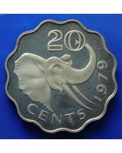 Swaziland  20 Cents 1979	 Elephant head / Proof