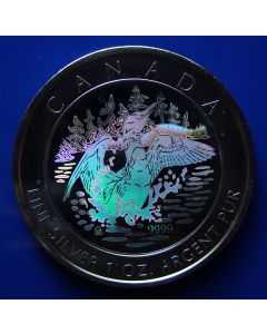 Canada 	5 Dollars	2002	 - Loon splashing in water, hologram / Silver