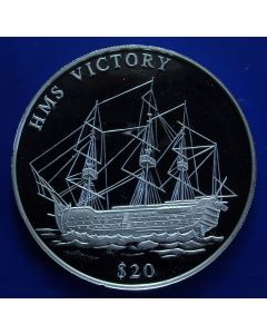 Liberia  20 Dollars 2000  HMS Victory, Nelson's flag ship - Silver / Proof