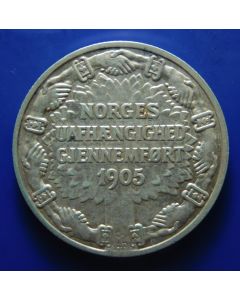 Norway 	 2 Kroner	1906	 - Silver - Norway Independence