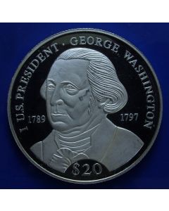 Liberia  20 Dollars 2000  George Washington – Silver / Proof