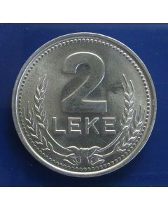Albania  	 2 Leke	1989	 Copper-nickel – unc
