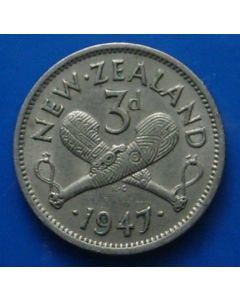 New Zealand  3 Pence1947km# 7a
