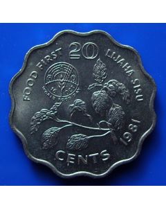 Swaziland 	 20 Cents	1981	 - FAO - Sprigs and logo / unc