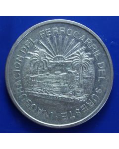  Mexico 	 5 Pesos	1950	  Opening of the Southern Railroad- Silver