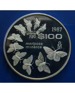  Mexico 	 100 Pesos	1987	 Monarch butterflies - Silver / Proof