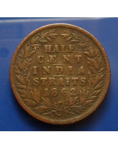 Straits Settlements  ½ Cent1862 km# 5 