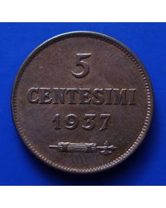 San Marino  5 centesimi1937 km# 12