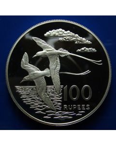 Seychelles 	 100 Rupees	1978	 White-tailed Tropic bird - Proof / Silver