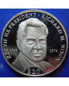Liberia 	 20 Dollars	2000	 Richard Nixon – Silver / Proof