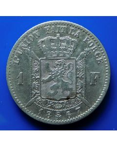 Belgium  Franc 1867 km# 28.1- Silver