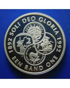 South Africa 	 Rand 1992	 - Coinage Centennial - Silver / Proof