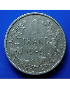 Belgium  Franc  1909 w.o. periodkm# 56.2 without period in signature / Silver