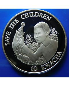 Zambia 	 10 Kwacha	1989	 Save The Childeren – Child holding up corn cob - Silver / Proof