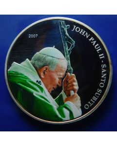 Liberia 	 5 Dollars	2007	  Pope John Paul with cross – mintage 1k