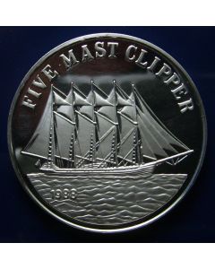 Lao	 50 Kip	1988	 5-masted sailship  "Prussia" - Silver / Proof