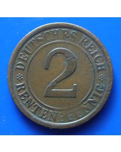 German, Weimar Republic  2 Rentenpfennig 1924A km# 31