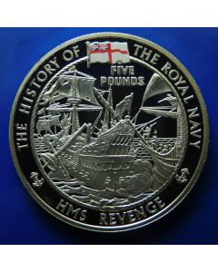 Alderney 	5 Pounds	2004	 H.M.S. Revenge – Silver / Proof