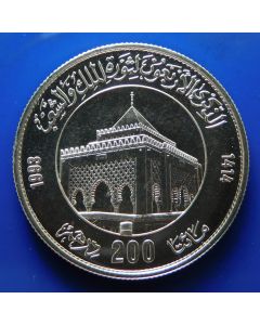 Morocco  	 200 Dirhams	1414 (1993) 	40th Anniversary of Revolution – Silver