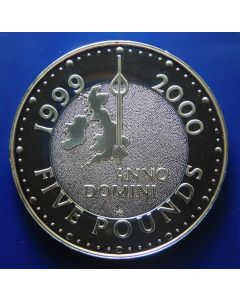 Great Britain	 5 Pounds	1999	  Millennium, Map with Greenwich Meridian - Proof / Silver