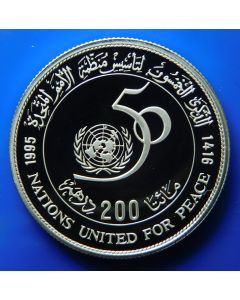 Morocco  	 200 Dirhams	1995	 Proof - 50Th. Ann. United Nations