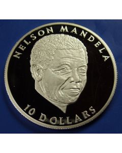 Liberia  10 Dollars 2001  Nelson Mandela - Silver / Proof