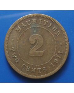 Mauritius  2 Cents1911km# 13 