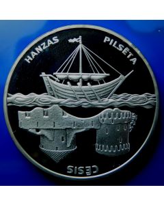  Latvia 	 Lats	2001	 Hanseatic City of Cesis - Silver / Proof
